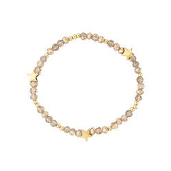 CRYSTAL BEAD BRACELET W/STAR & GOLD BEADS SPARKLED CAMEL