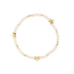 CRYSTAL BEAD BRACELET W/STAR & GOLD BEADS SPARKLED SAND