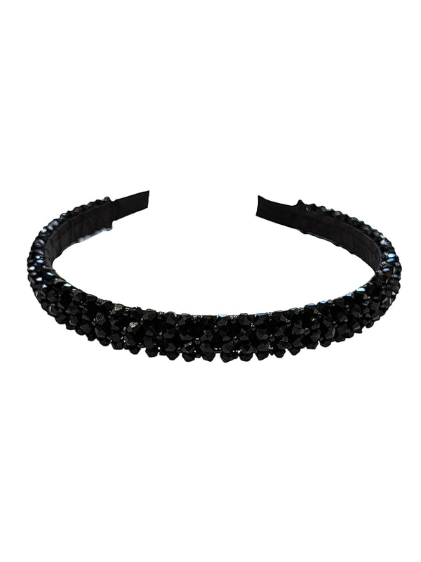 CRYSTAL BEADED HAIR BAND BLACK