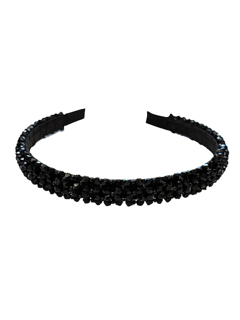 CRYSTAL BEADED HAIR BAND BLACK