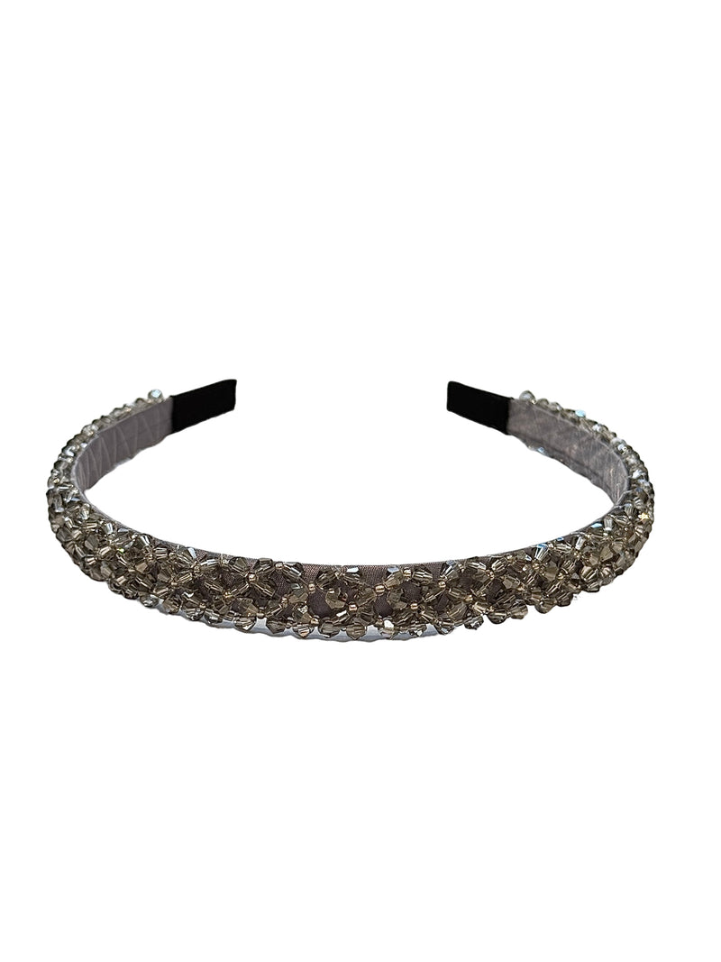 CRYSTAL BEADED HAIR BAND GREY