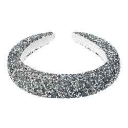 CRYSTAL HAIR BAND BROAD STEEL BLUE