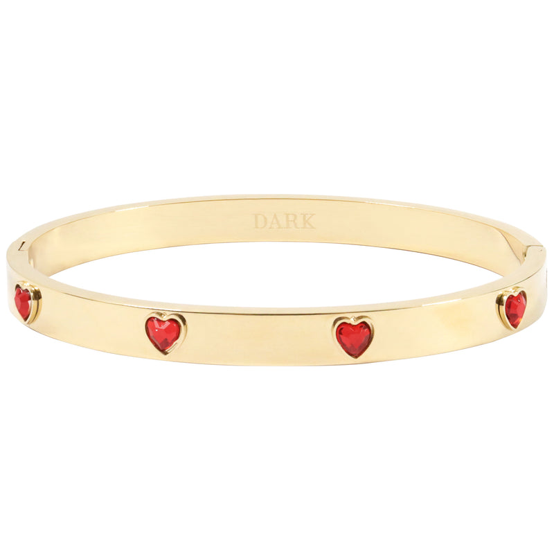 CRYSTAL HEART BANGLE RED