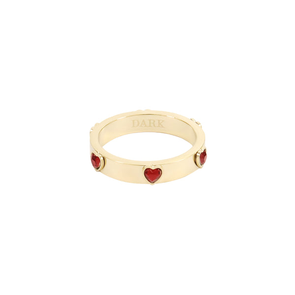 CRYSTAL HEART RING RED