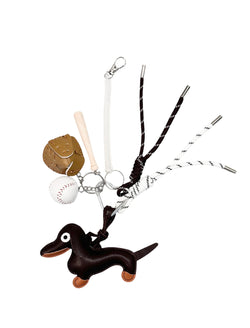 DACHS W/BASEBALL BAG CHARM CHOCOLATE BROWN