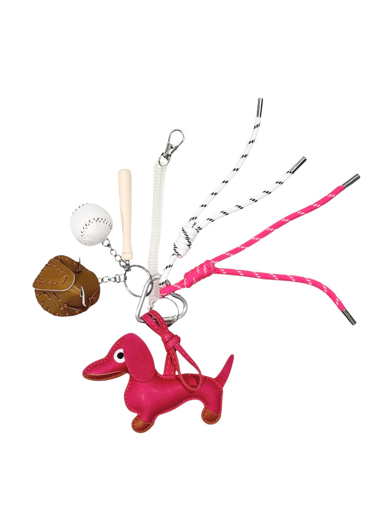 DACHS W/BASEBALL BAG CHARM PINK