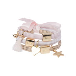 HAIR TIES 3 PK CHARM COMBO ROSES W.GOLD