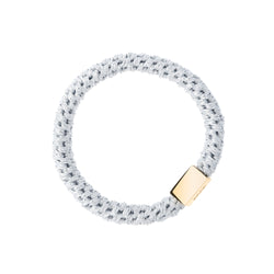 FAT HAIR TIE SPARKLED SILVER W/GOLD