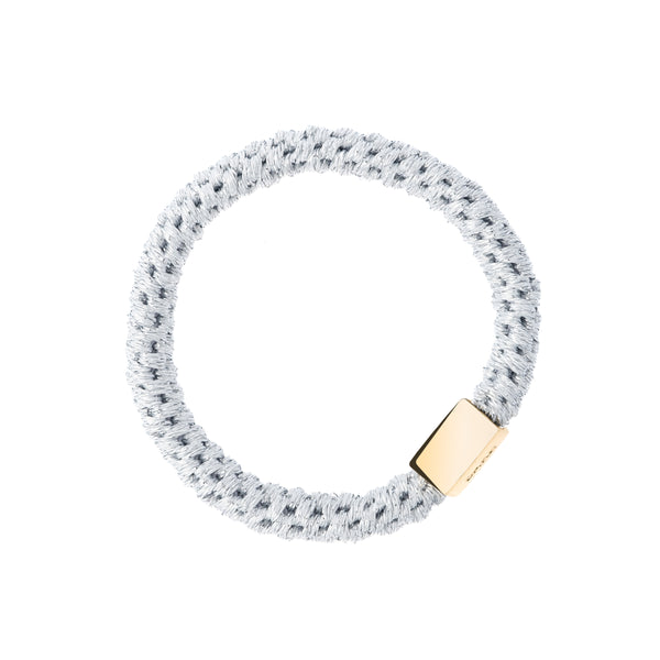 FAT HAIR TIE SPARKLED SILVER W/GOLD