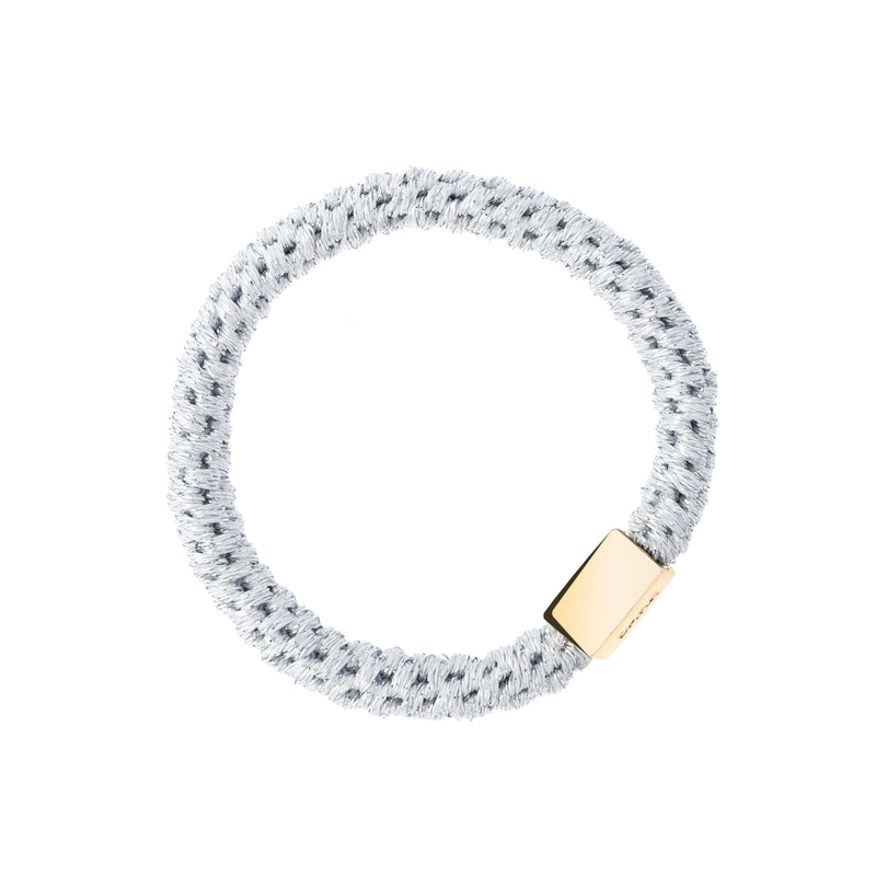 FAT HAIR TIE SPARKLED SILVER W/GOLD