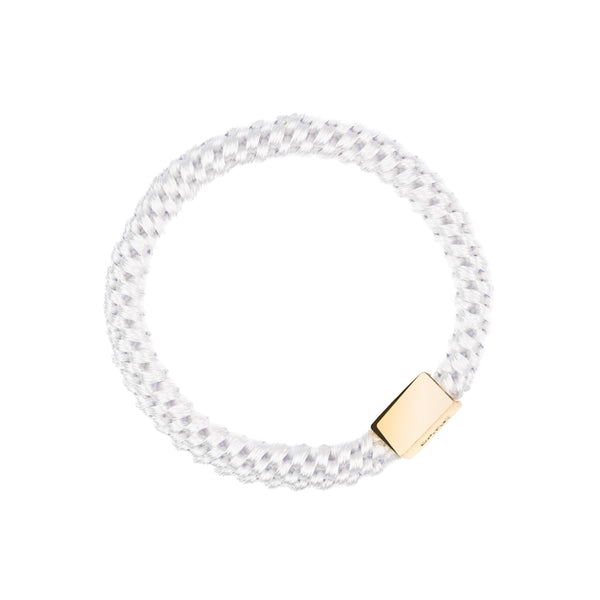 FAT HAIR TIE WHITE W. GOLD