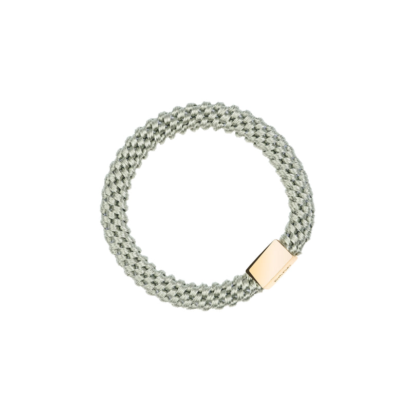 FAT HAIR TIE MILIEU GREEN W/GOLD