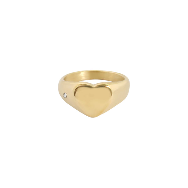 HEART SIGNET RING GOLD