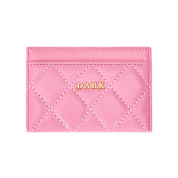 LEATHER QUILTED CARD HOLDER BUBBLEGUM PINK