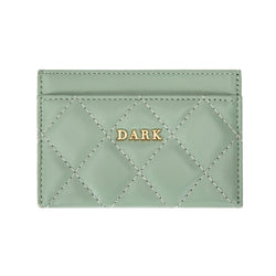 LEATHER QUILTED CARD HOLDER MILIEU GREEN