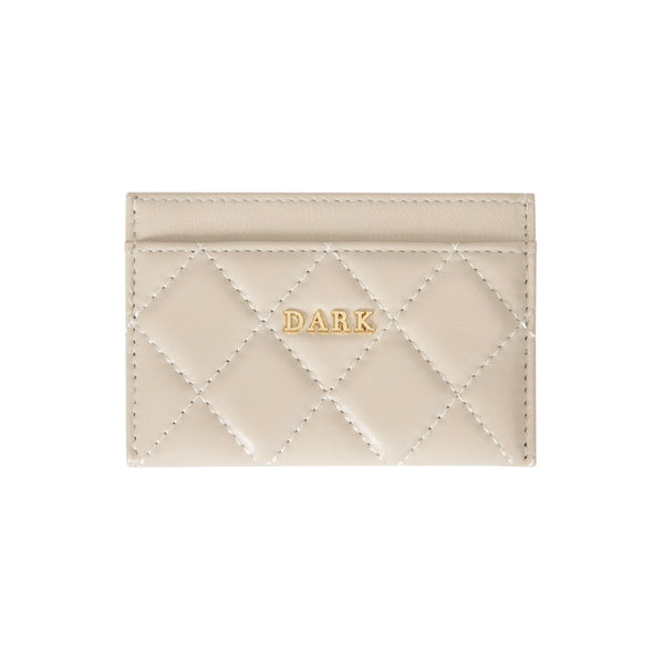 LEATHER QUILTED CARD HOLDER SAND