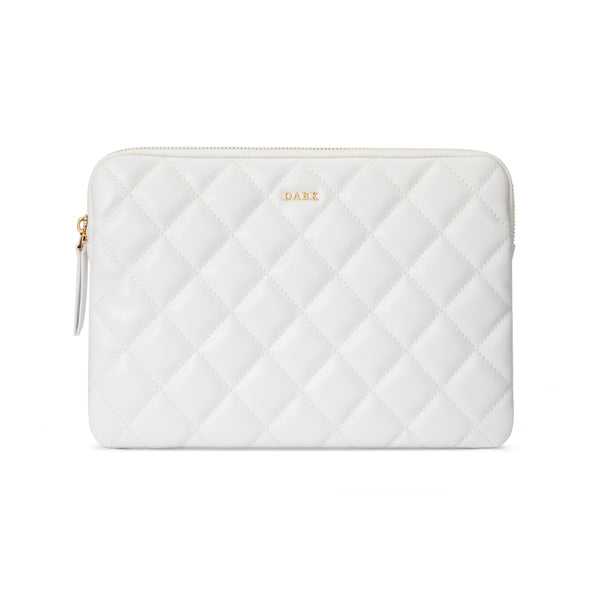 LEATHER QUILTED MEDIUM POUCH OFF WHITE