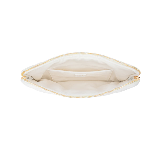 LEATHER QUILTED MEDIUM POUCH OFF WHITE