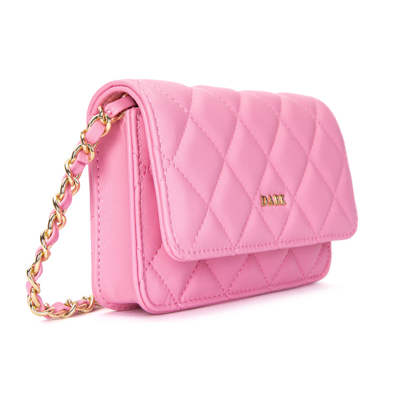 LEATHER QUILTED MINI BAG BUBBLEGUM PINK