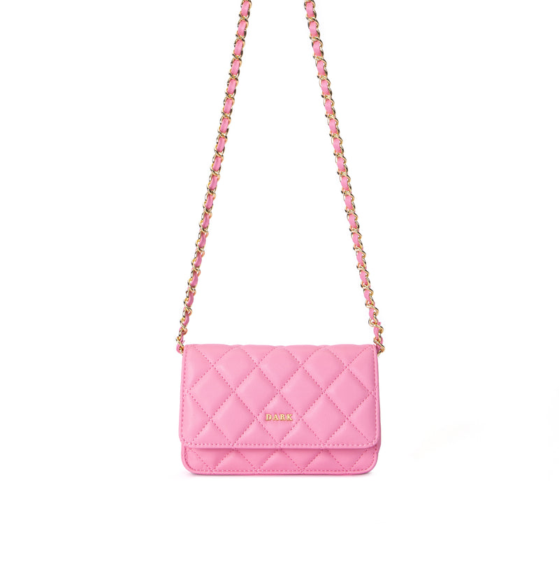 LEATHER QUILTED MINI BAG BUBBLEGUM PINK