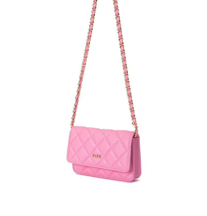 LEATHER QUILTED MINI BAG BUBBLEGUM PINK