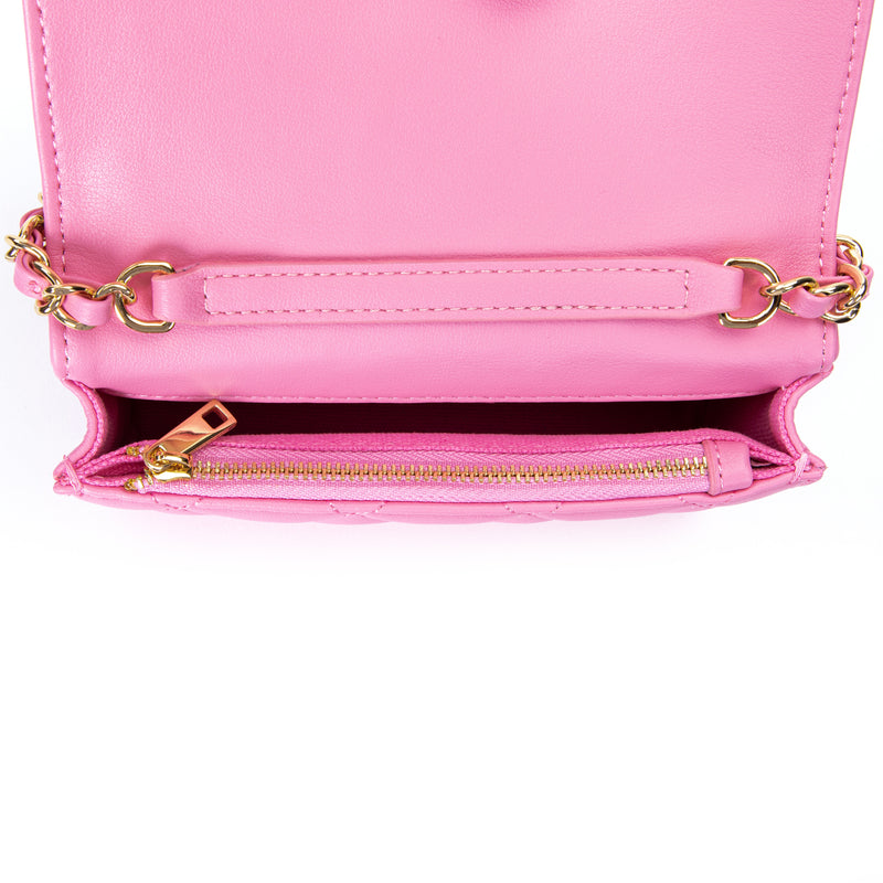 LEATHER QUILTED MINI BAG BUBBLEGUM PINK