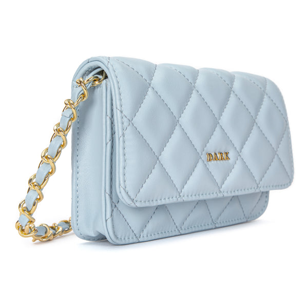 LEATHER QUILTED MINI BAG IBIZA BLUE