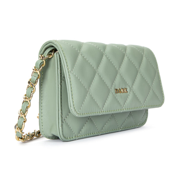 LEATHER QUILTED MINI BAG MILIEU GREEN