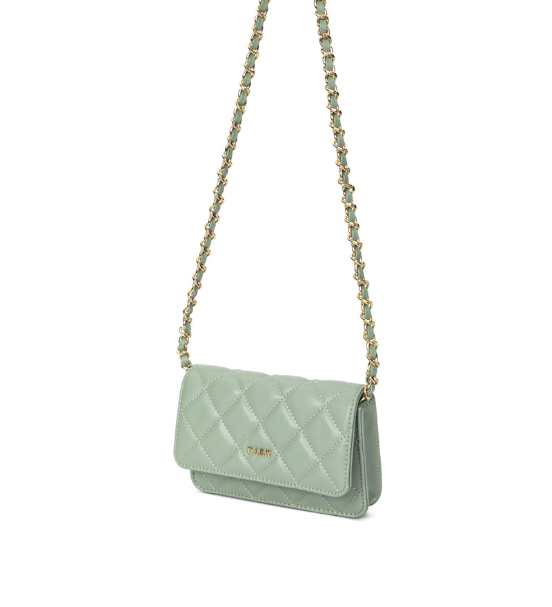 LEATHER QUILTED MINI BAG MILIEU GREEN