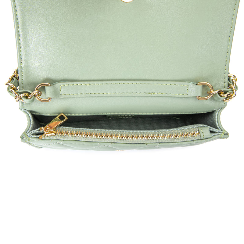 LEATHER QUILTED MINI BAG MILIEU GREEN