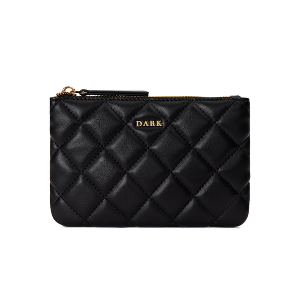 LEATHER QUILTED SMALL POUCH BLACK