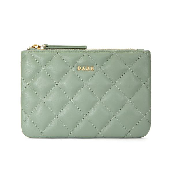 LEATHER QUILTED SMALL POUCH MILIEU GREEN