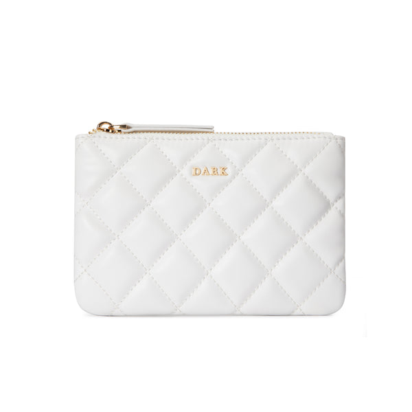 LEATHER QUILTED SMALL POUCH OFF WHITE