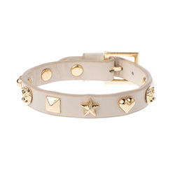 LEATHER SIGN STUD BRACELET SAND