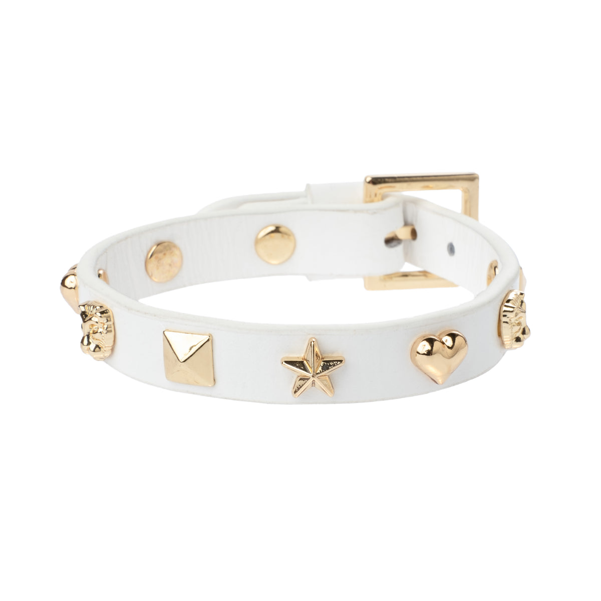 Studded Leather Bracelet - Women Heart Bracelet outlet - Studded Bracelet - Womens Bracelet - White Leather Bracelet Womens - Cuff Bracelet Women