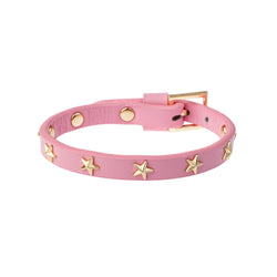 LEATHER STAR STUD BRACELET MINI BUBBLEGUM PINK