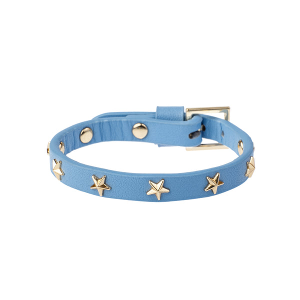 LEATHER STAR STUD BRACELET MINI IBIZA BLUE