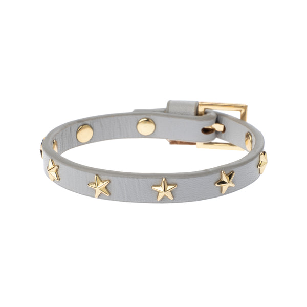 LEATHER STAR STUD BRACELET MINI LIGHT GREY