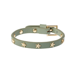 LEATHER STAR STUD BRACELET MINI MILIEU GREEN