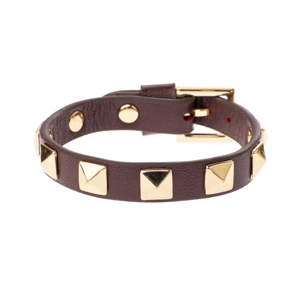 LEATHER STUD BRACELET MAROON