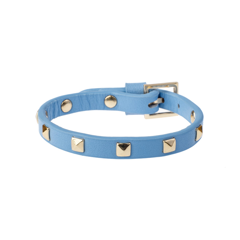 LEATHER STUD BRACELET MINI IBIZA BLUE