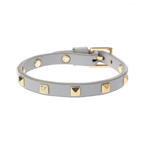 LEATHER STUD BRACELET MINI LIGHT GREY