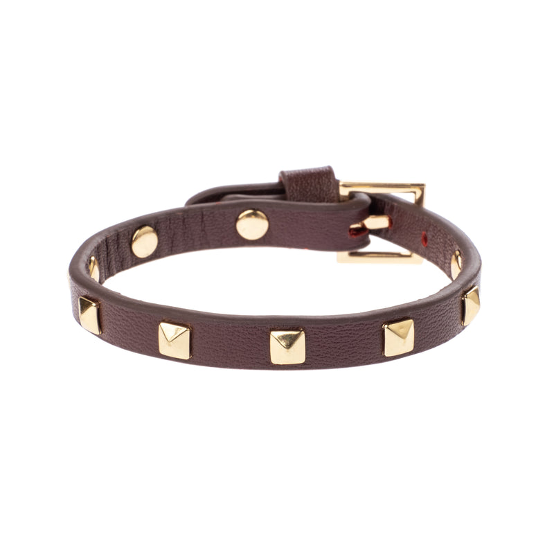 LEATHER STUD BRACELET MINI MAROON