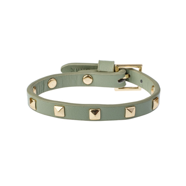 LEATHER STUD BRACELET MINI MILIEU GREEN