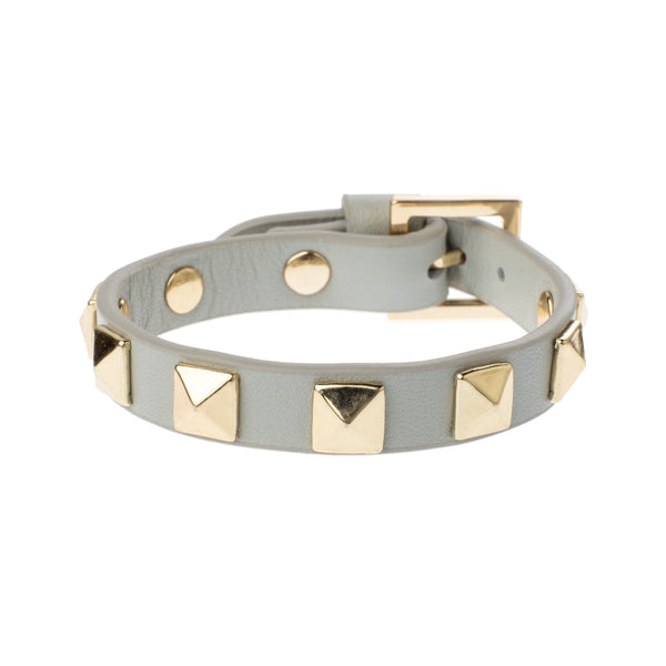 LEATHER STUD BRACELET LIGHT GREY