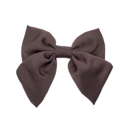 SATIN BOW HAIR CLIP CHOCOLATE BROWN