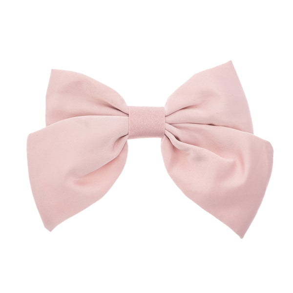 SATIN BOW HAIR CLIP LIGHT ROSE