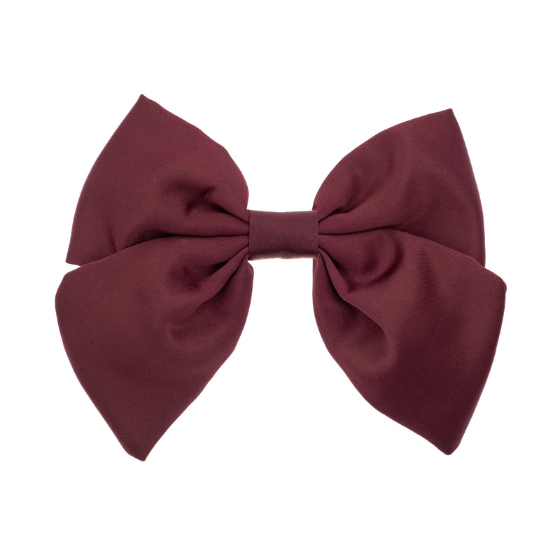 SATIN BOW HAIR CLIP MAROON