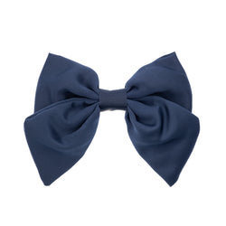 SATIN BOW HAIR CLIP NAVY BLUE