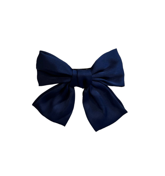 SATIN BOW HAIR CLIP NAVY BLUE – DARK department